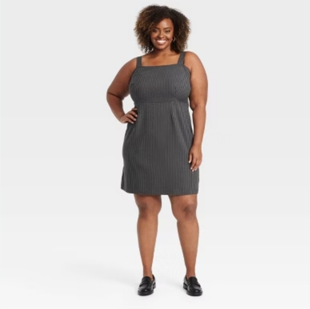 Women's Ava And Viv, Size 2x,Black Striped Dress, NWT!!